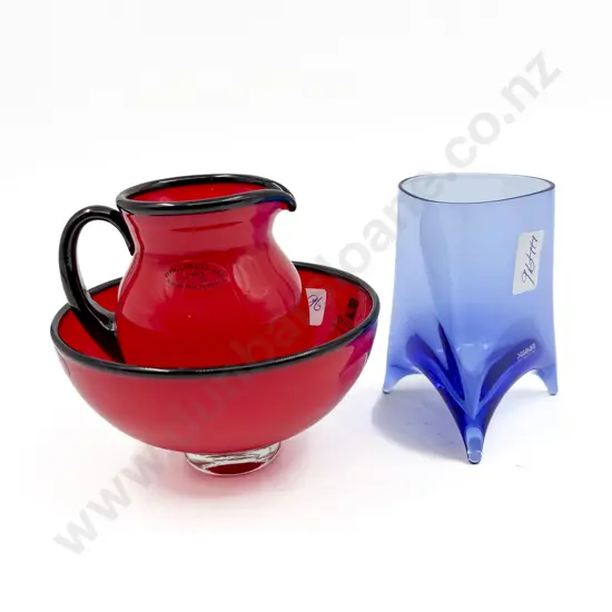 Hoglund Glass Milk Jug & Footed Bowl & Other