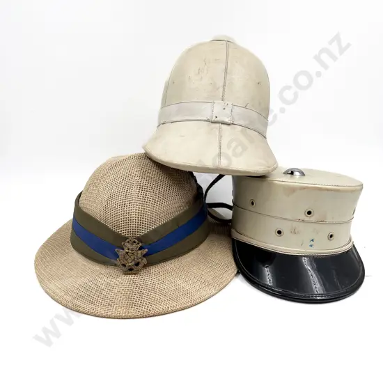 White Leather Pith Helmet, Modern Safari Hat & French Foreign Legion Kepi (3)