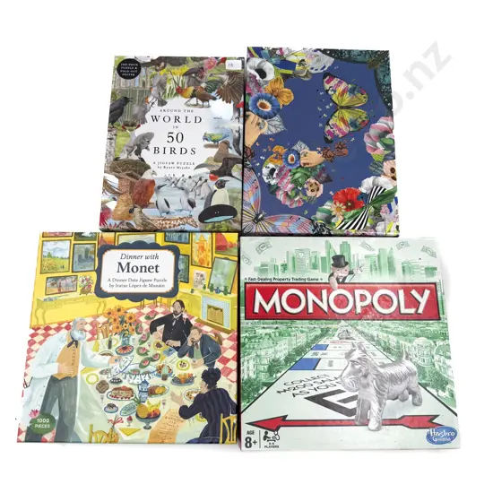 Three Jigsaw Puzzles & Monopoly Game