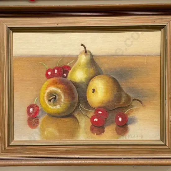 P Riddell - Still Life With Pears - Oil on Board