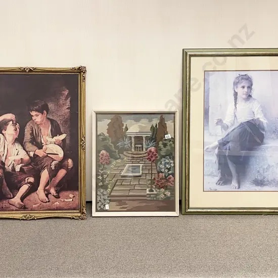 Framed Tapestry & Two Framed Prints
