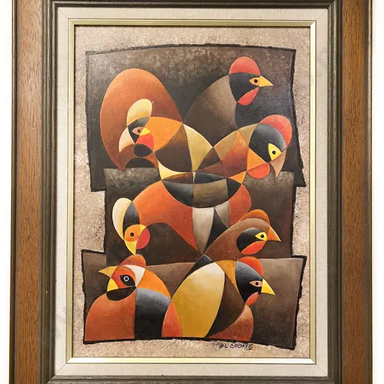 Val Stokes - "Funky Fowl" - Oil on Board