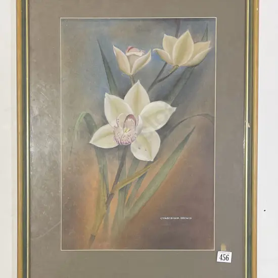 K. E. Niven - "Cymbidium Orchid" - Pastel on Paper