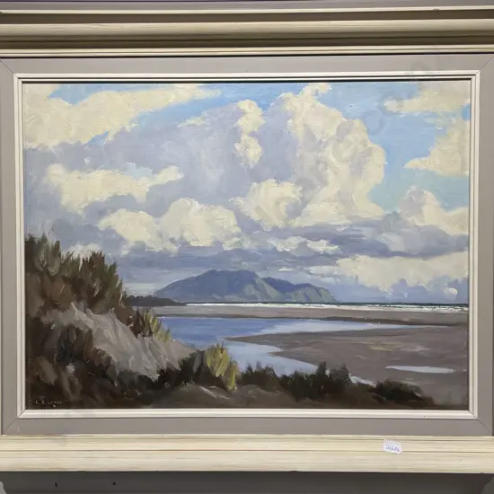 E. B. Lattey - "Kapiti from Waikawa" - Oil on Canvas