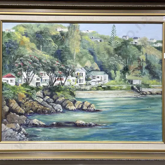 Beverley Alexander - "Karaka Bay" - Oil on Board