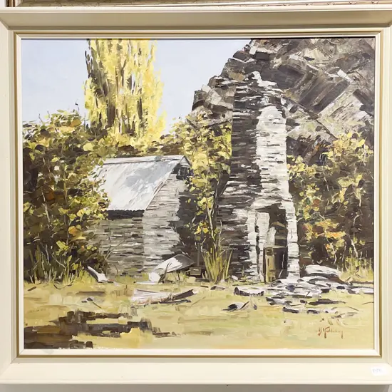 Brian Halliday - "Old Miners Cottage Wanaka" - Oil on Board