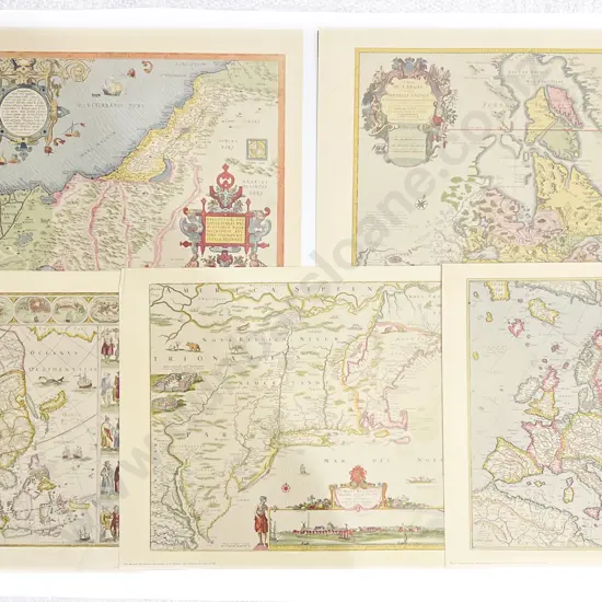 Six Assorted Reproduction Antique Maps