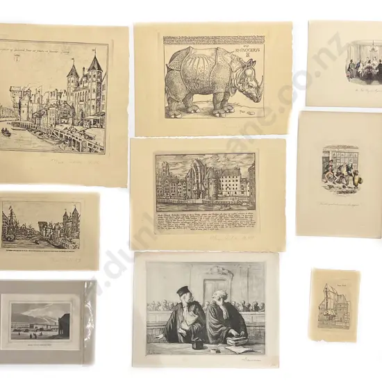 Collection of Twelve Assorted Vintage Etchings and Prints