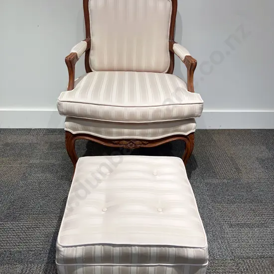 French Salon Style Armchair and Footstool