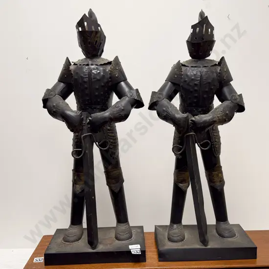 Pair of Decorative Tin Medieval Knight Figures