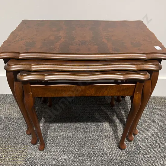 Burr Walnut Nest of Three Tables