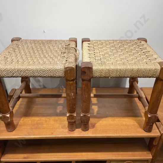 Pair of Seagrass Stained Stools