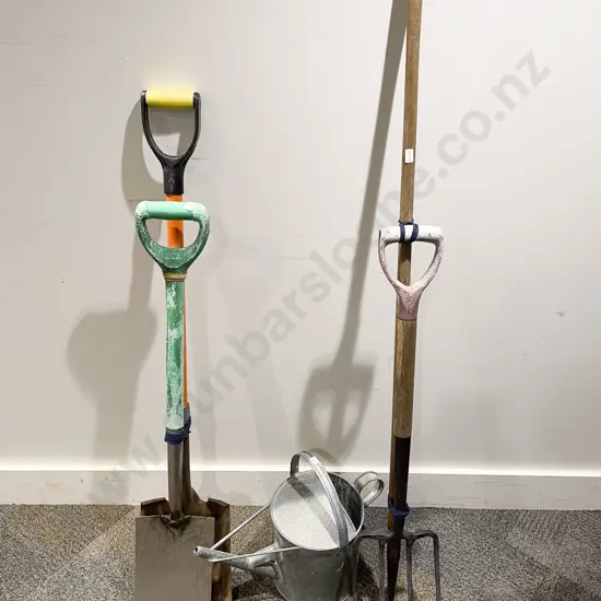 Assorted Gardening Tools Including Watering Can