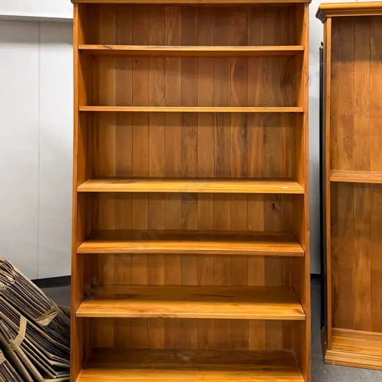 Pair Of Tall Rimu Open Bookcases