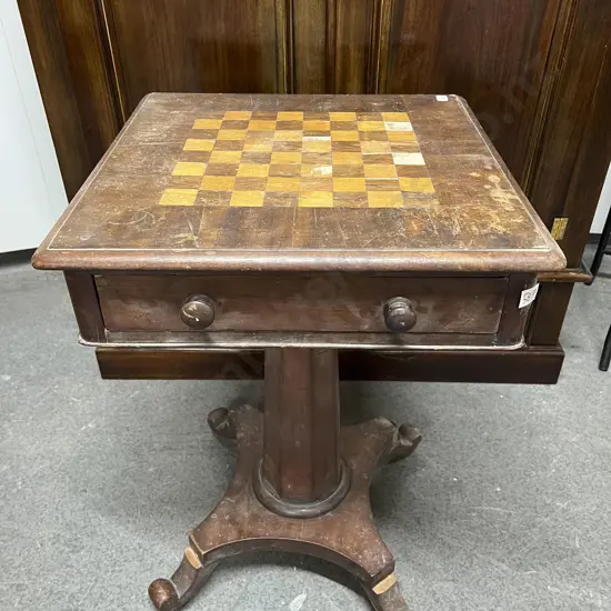 Wm IV Mahogany Games Table(Faults)