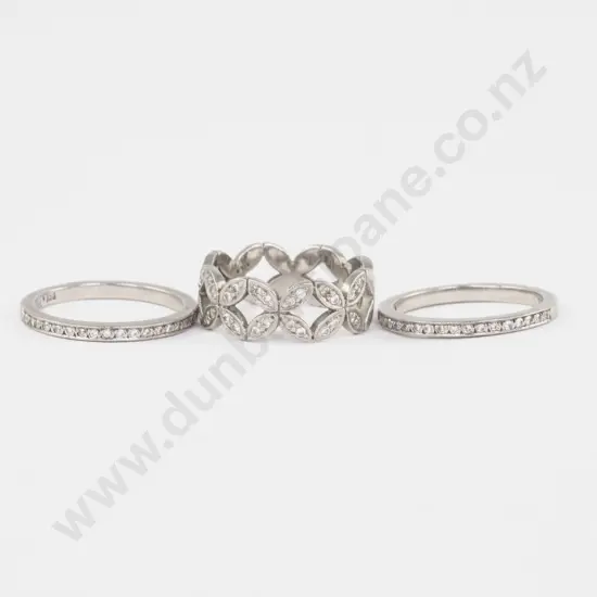 All Platinum 32Stone Diamond Flower Band Ring