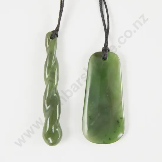 Two Modern Greenstone Pendants