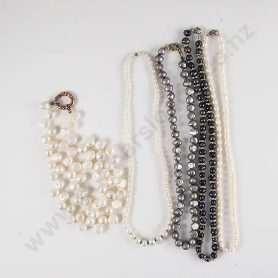 Five Single Strand Freshwater Pearl Necklaces