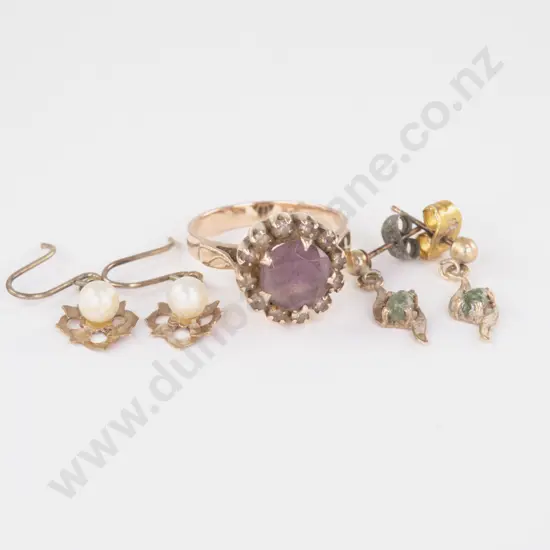 9ct 13Stone Amethyst and Diamond Paste Cluster Ring