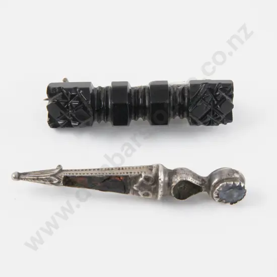 Victorian French Jet Brooch and S/S Scottish Brooch