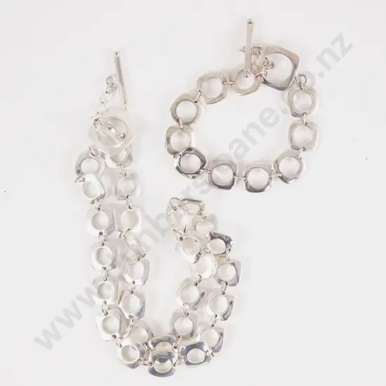 Tiffany & Co S/S Fancy Link Necklace and Bracelet Set