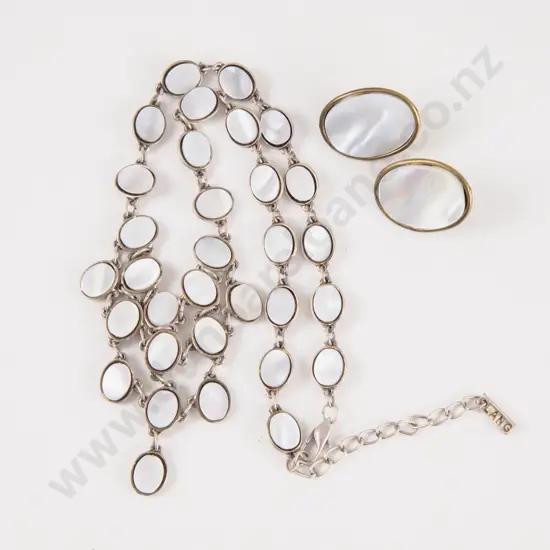 Australian Costume Jeweller Peter Lang MOP Necklace and Matching Earrings