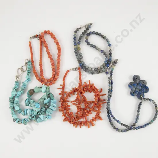Five Single Strand Beaded Necklaces