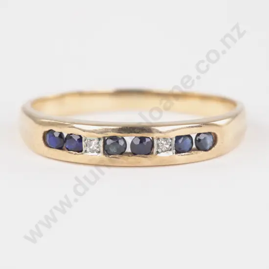 9ct Eight Stone Sapphire and Diamond Band Ring