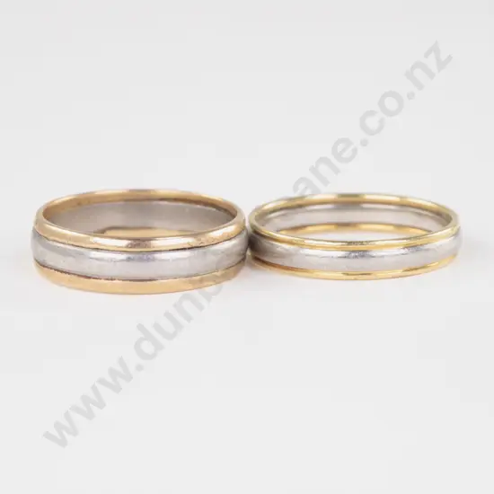 Two 14ct and Platinum Band Rings