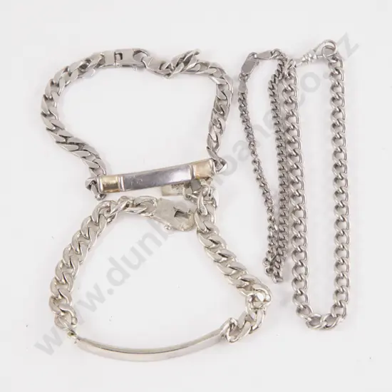 S/S and 18ct Gold Mounted Morden Curb Link Identity Bracelet