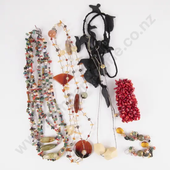 Beaded Coral Bracelet and Earrings