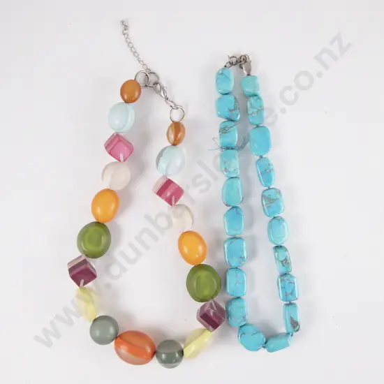 Single Strand Turquoise Bead Necklace and Other Beaded Necklace