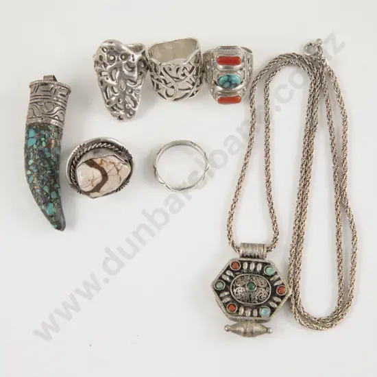 Native American S/S Ring and Two Pendants