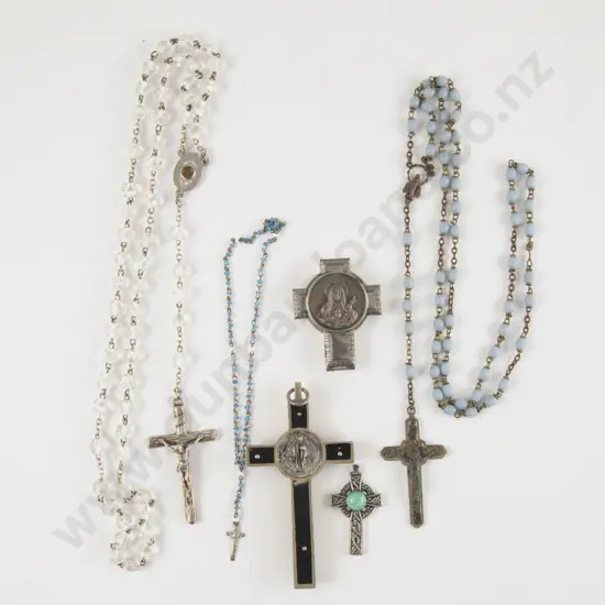 Three Rosary Beads and Three Cross Pendants