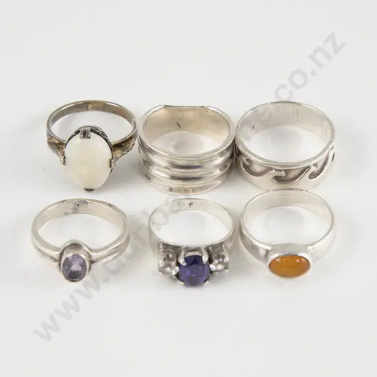 Collection of Six Sterling Silver Rings