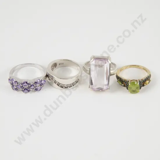 Collection of Four Sterling Silver Rings