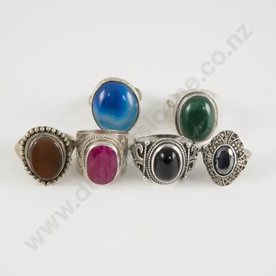 Collection of Six Sterling Silver Rings