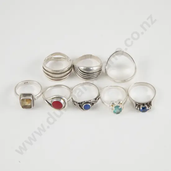 Collection of Eight Sterling Silver Rings