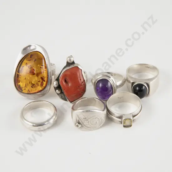 Collection of Seven Sterling Silver Rings