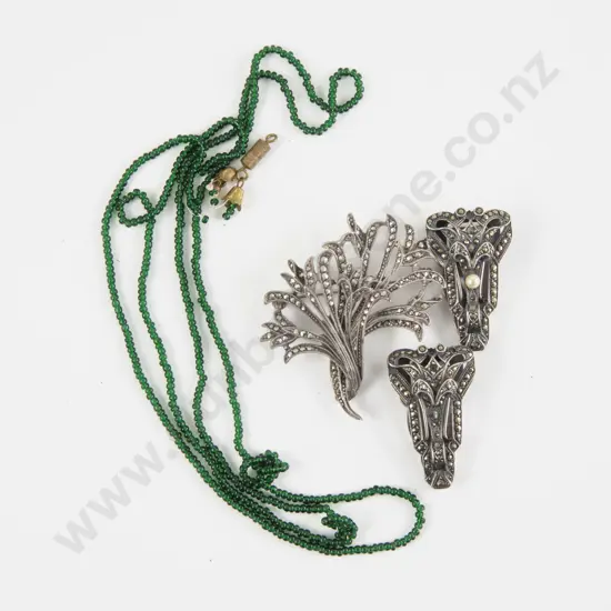 Art Deco Two Marcasite & S/S Dress Clips