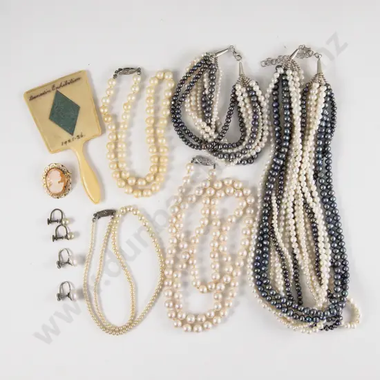 Multi Strand Freshwater Pearl Necklace and Matching Bracelet