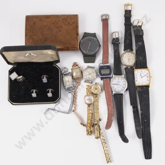 Quantity of Assorted Wrist Watches Cufflinks and Cigarette Case