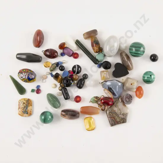 Collection Various Quartz Agate and Glass and other Beads and Gems