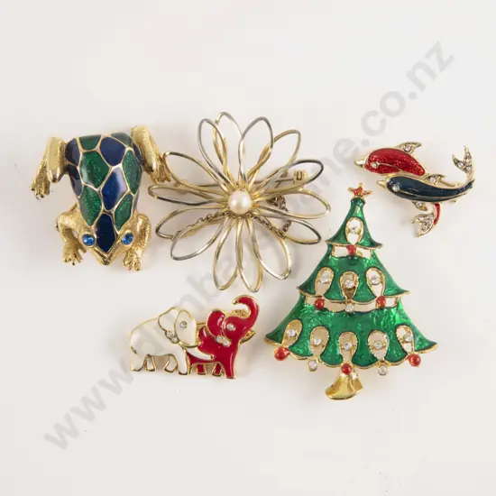 Five Costume Brooches