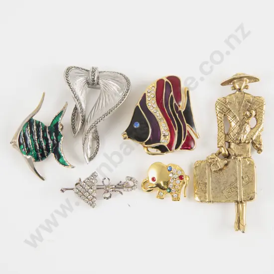 Six Costume Brooches
