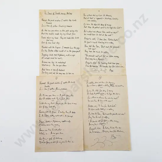 James K Baxter, In Times of Trouble among Nations (Baxter's last published poem)