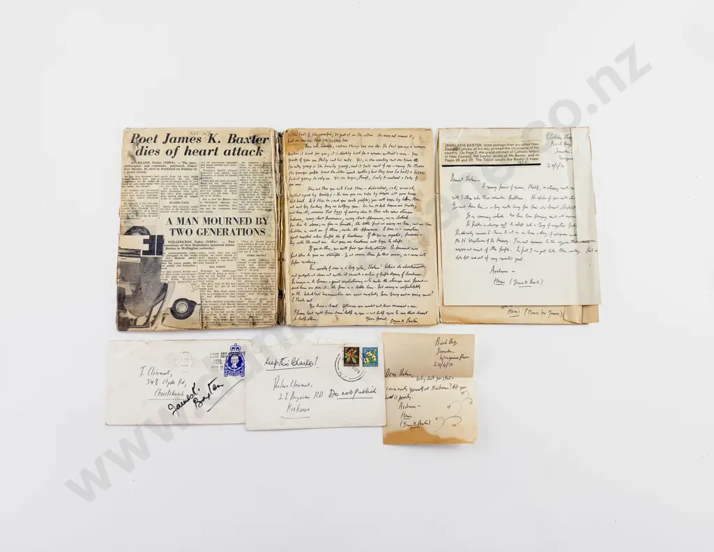 James K Baxter - An Interesting Group Of 5 Hand Written Letters To Thelma Clairmont (Circa early 1970s) Image 1++