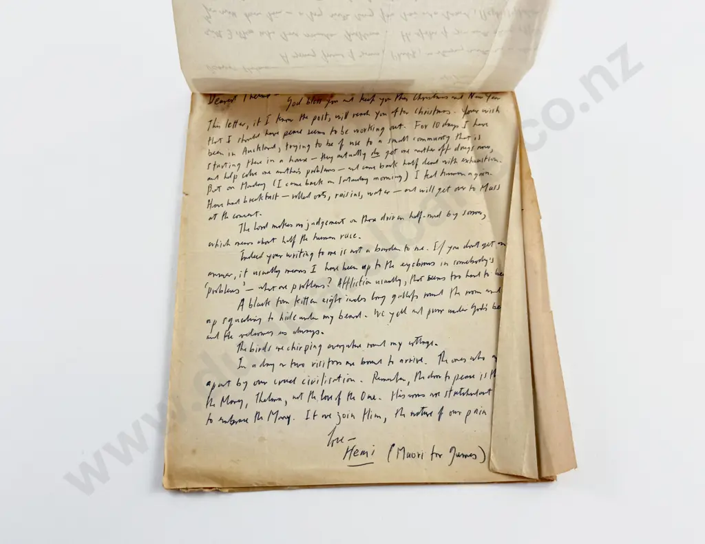 James K Baxter - An Interesting Group Of 5 Hand Written Letters To Thelma Clairmont (Circa early 1970s) Image 1++