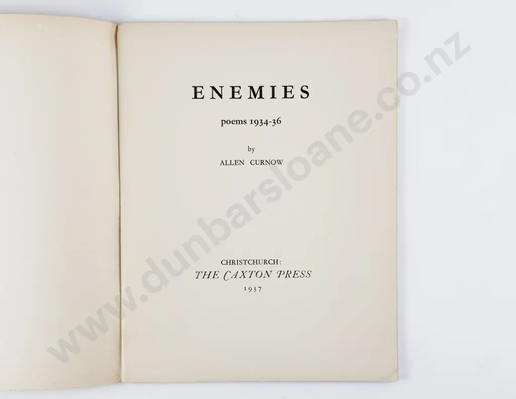 Curnow Allen - Enemies poems 1934-36 Image 1++