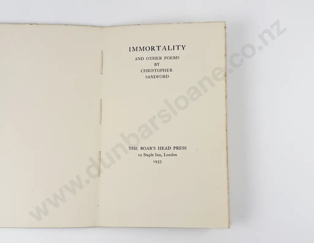 Sandford Christopher - Immortality And Other Poems Image 1++